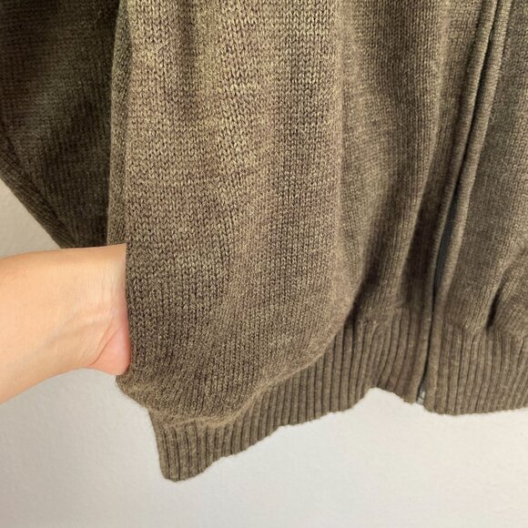 Orvis Mens Large Green Brown 100% Wool Full Zip Bomber Jacket - Picture 5 of 9